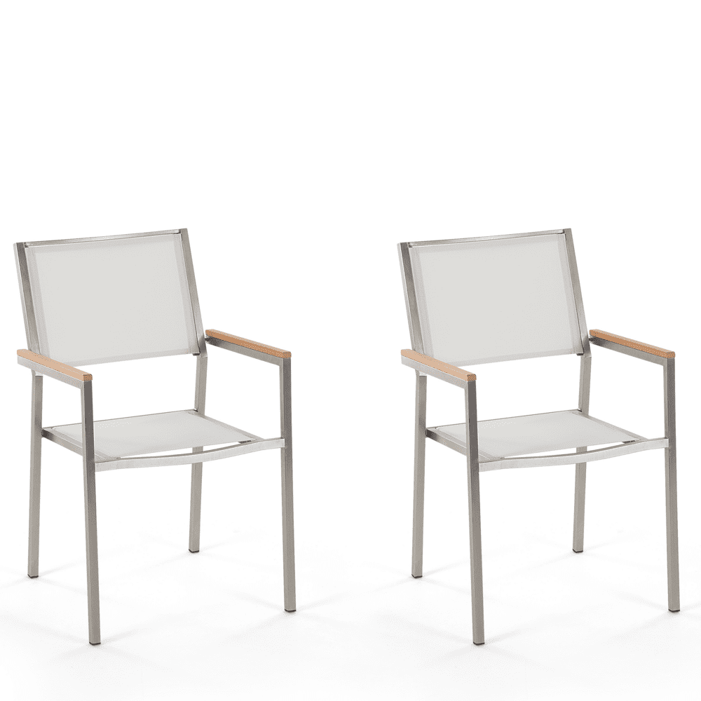 Beliani Sada dvoch bielych záhradných stoličiek z nerezovej ocele GROSSETO